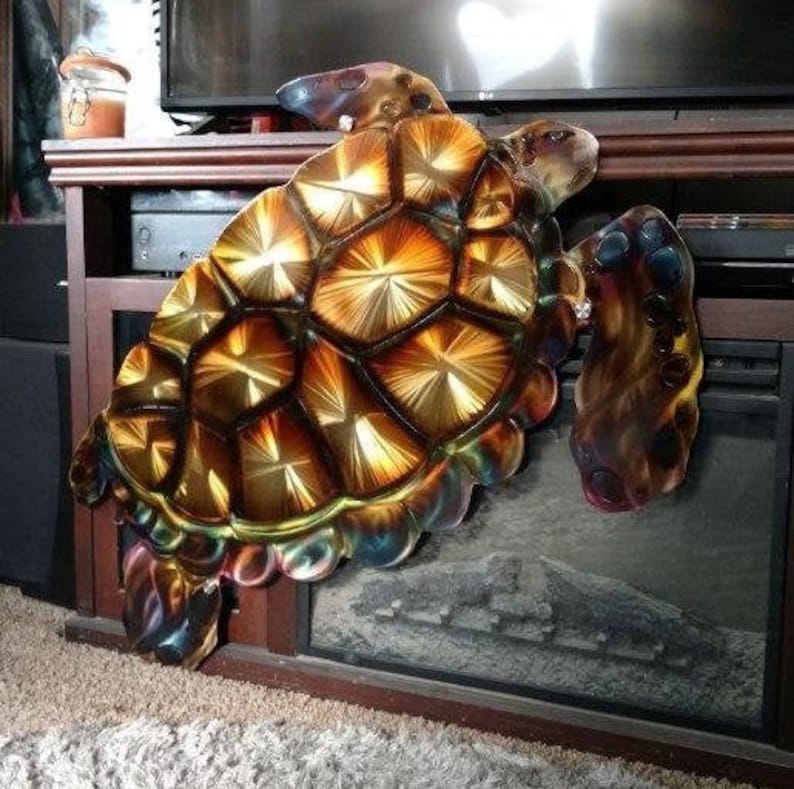 steel nautical decor Indoor outdoor wall hanging turtle Metal turtle wall art decor patio decor unique home decor gift idea