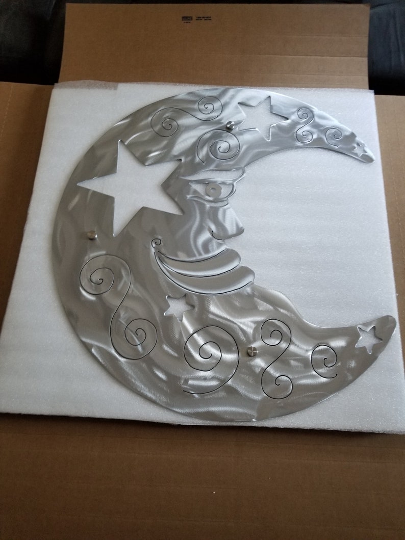 Large Metal Moon Rustic Wall Decor Large Plasma Cut Moon Etsy