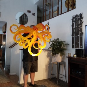Metal octopus outdoor metal wall art sculpture, ETSY handmade large octopus, indoor outdoor USA made tropical beach house design artwork