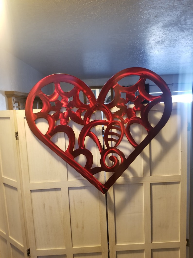 Metal Wall Art Heart Red Home Decor Metal Hearts Wall Decor Etsy