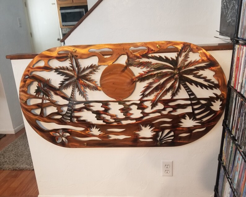 Beach Decor Metal Wall Sculptures Tropical Ocean Scene Etsy