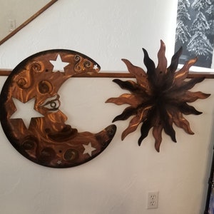 Large metal Moon Rustic wall decor - Large plasma cut Moon - Garden Outdoor Celistal Decor Art, birthday gift for her