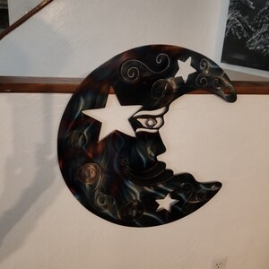 Metal Wall Sculpture Moon Home Decor Led Lights Moon 48 in Plasma Cut ...
