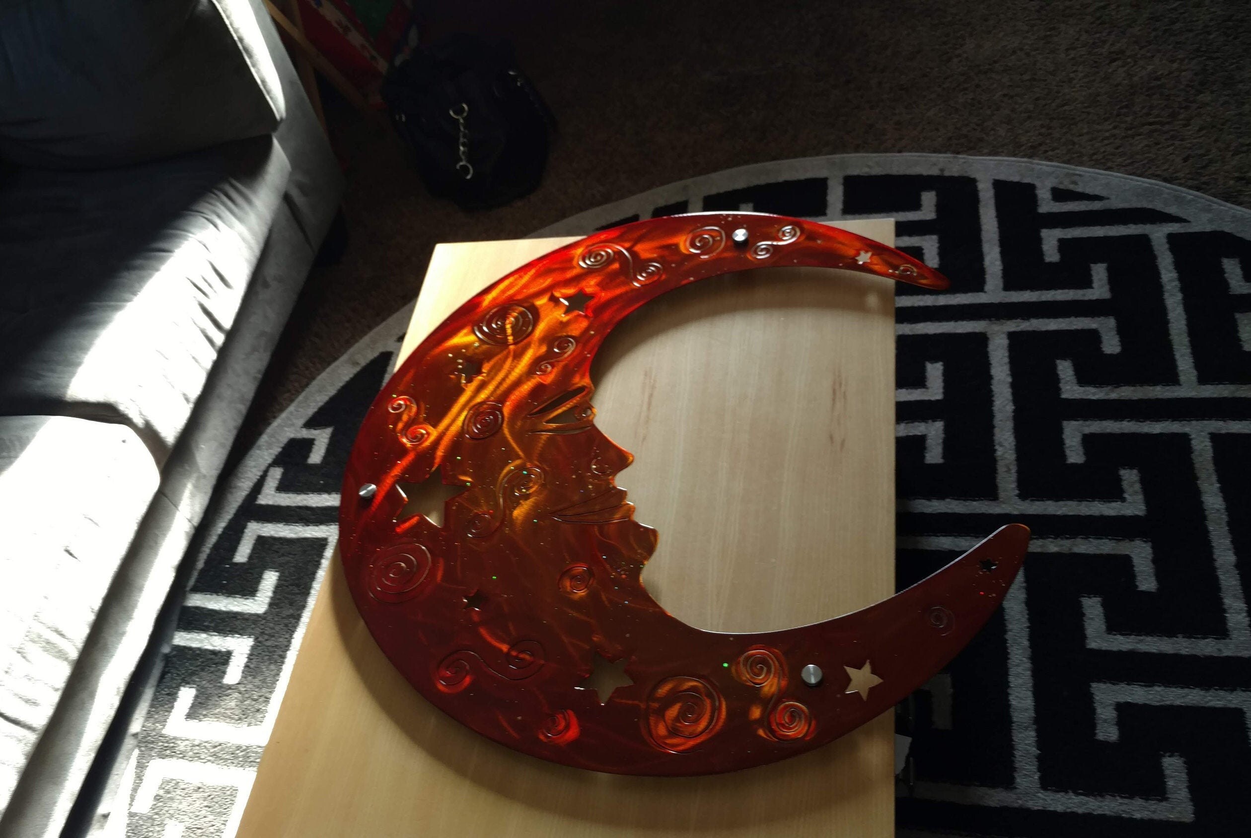 Large Metal Moon Rustic Wall Decor Large Plasma Cut Moon Etsy