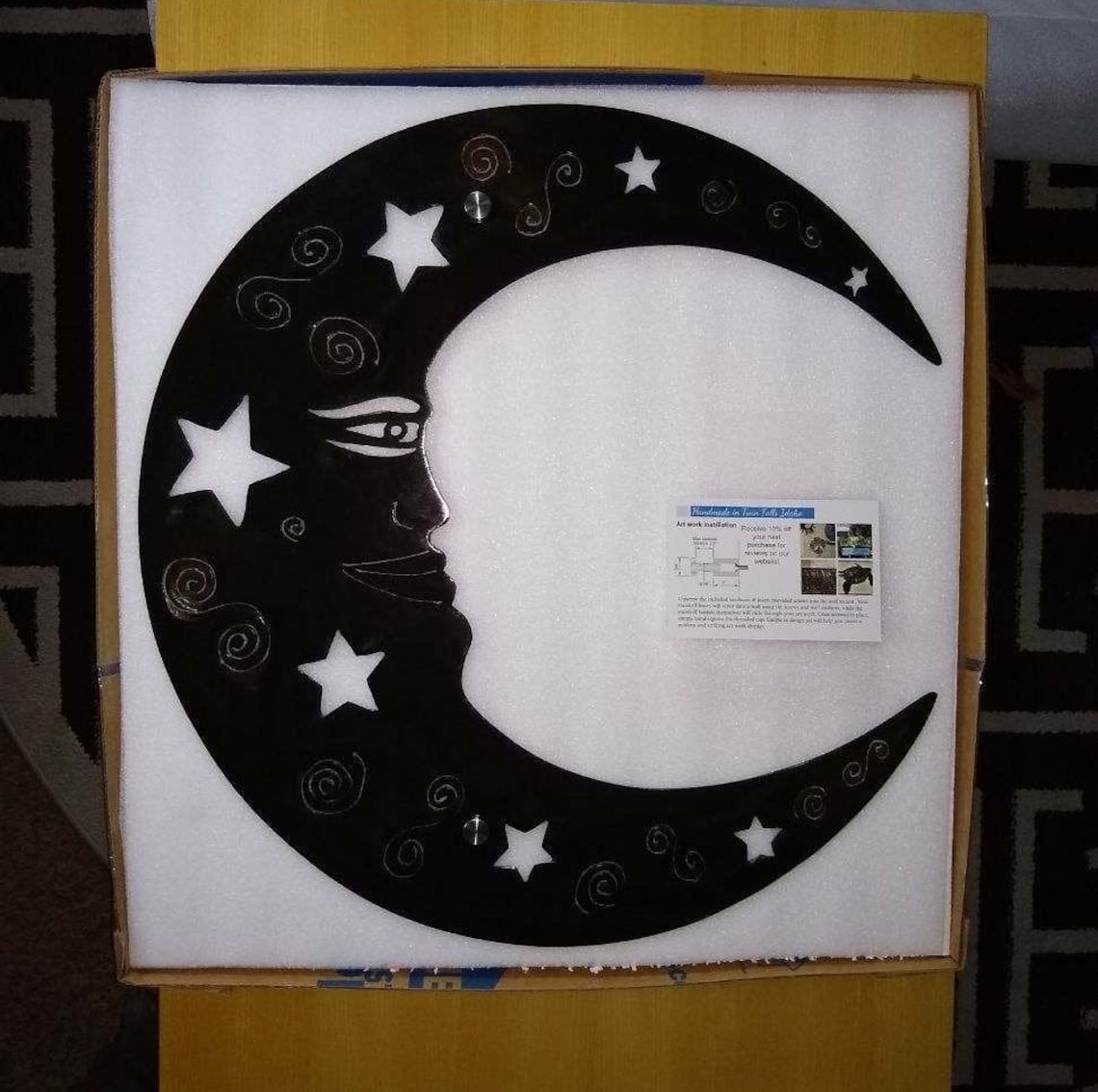 Large Metal Moon Rustic Wall Decor Large Plasma Cut Moon Etsy