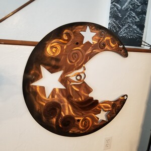 Metal Wall Art Moon outdoor / indoor artwork - Large Moon - Garden wall decor plasma cut - Celistal Decor Art, birthday gift for her