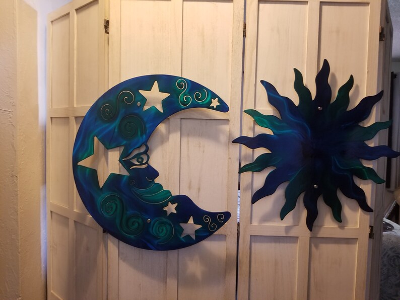 Large Metal Moon Rustic Wall Decor Large Plasma Cut Moon Etsy