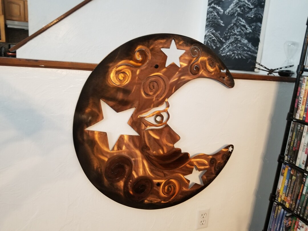 Metal Wall Decor Moon Accent Outdoor Rustic Wall Decor Large Plasma Cut ...