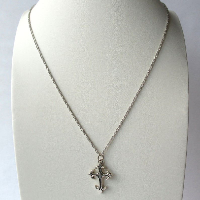 Cross Necklace Silver Cross with Black Highlights Men\u2019s Necklace Adjustable Length