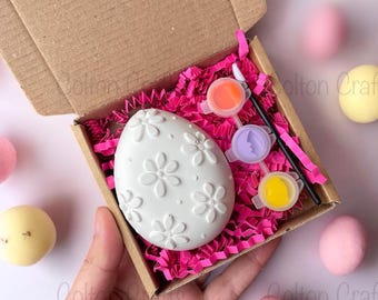 Floral Easter Egg Plaster Paint Craft Kit for Kids Easter Baskets - Easter Gifts & Basket Filler - Easter Paint Your Own Decorations
