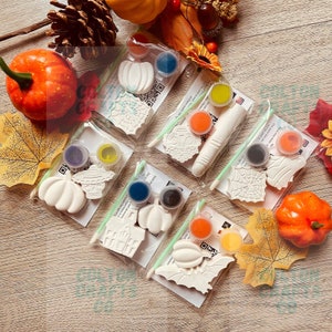 Small Trick or Treat Bags with 2 RANDOM Plaster Ornaments | Paint Kits | Halloween Gifts | Decorations |  Craft Kits | Party Bags & Favours