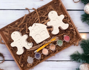 Paint Your Own Gingerbread Ornaments Kit - Christmas Tree Decoration