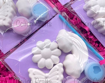 Paint Your Own Butterfly, Flower, Rainbow Kit Party Favors (Kids Craft Bag)