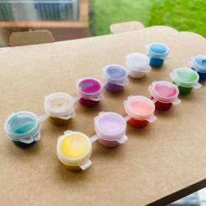 FILLED 3ml Paint Pots - Strip of 6 pots| Painting | Art and Craft Supplies |Paint Storage Cups|Re-usable Paint Pots| Paint Strips| Painting