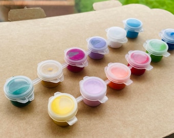 FILLED 3ml Paint Pots - Strip of 6 pots| Painting | Art and Craft Supplies |Paint Storage Cups|Re-usable Paint Pots| Paint Strips| Painting