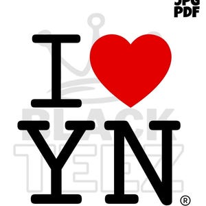 Eu amo YN, arte digital, arquivo digital, arquivo de silhueta, arquivo cricut, pdf, arquivo png, arquivo jpg, YN, download digital, eu amo YN, eu amo ny
