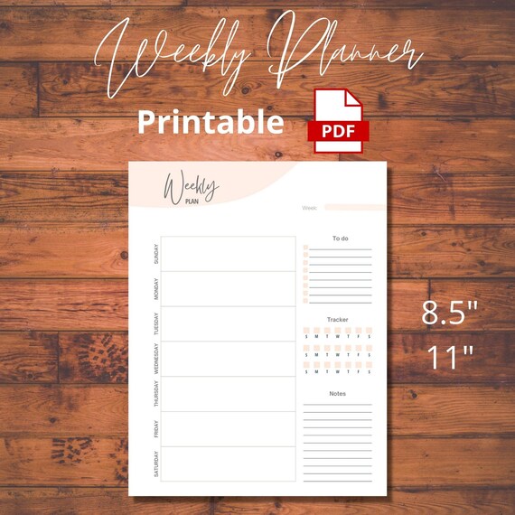 Week at a Glance Printable Weekly Planner Printable | Etsy
