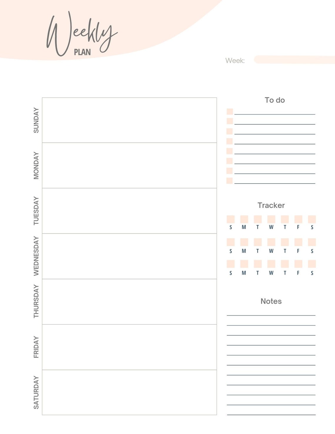 Week at a Glance Printable, Weekly Planner Printable, Printable PDF - Etsy