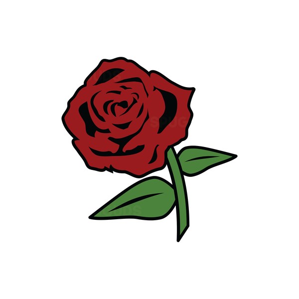 Rose and Stem Outline - Etsy