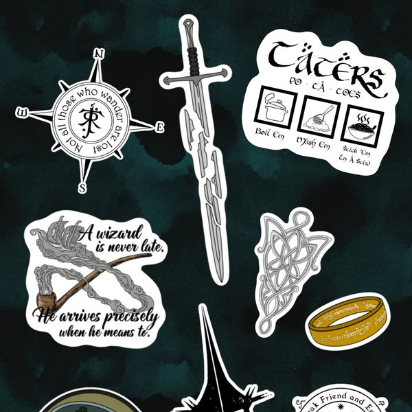 LOTR, Lord of the Rings, Movie Inspired, Laminated, Stickers, Bundle, *Ready To Ship*