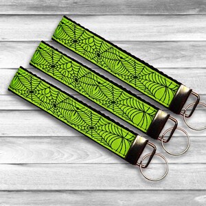 Green Spider Webs- Keychain- Key Fob Wristlet- Key Fob- Keychains- *Ready to Ship*