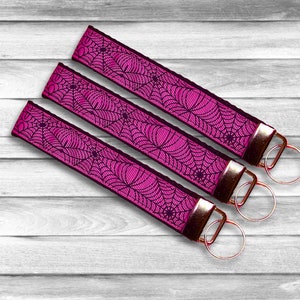 Pink Spider Webs- Keychain- Key Fob Wristlet- Key Fob- Keychains- *Ready to Ship*