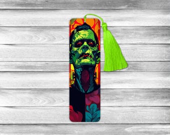 Frankenstein Metal Bookmark • Gothic Horror Bookmark with Tassel