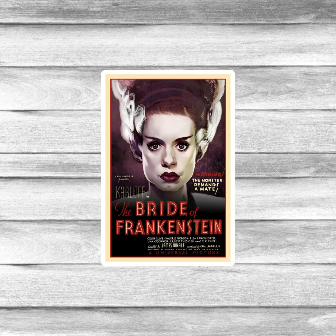 The Bride of Frankenstein Classic Horror Movie Poster Sticker | Vintage ...