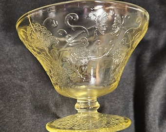 2 Hazel Atlas Florentine Footed Dessert Sherbet Cups, Depression Glass