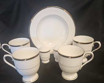 Mikasa Academy Dinnerware, Bone, Black and Gold Band, Choice of Pieces