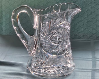 American Brilliant Cut Crystal, Large Pitcher, Beautiful Sparkle