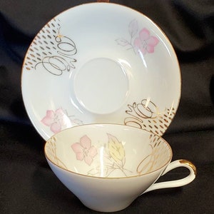 Vintage Demitasse Set, Schirnding, Bavaria, Pink Floral with Gold Accents, Lovely