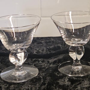 4 Seneca Mid Century Ingrid Liquor Cocktailgläser mit 4 gelapptem Boden, 10 cm hoch