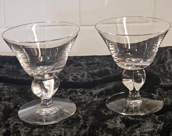 4 Seneca Mid Century Ingrid Liquor Cocktail glasses with 4 Lobed Base, 3 3/4" tall