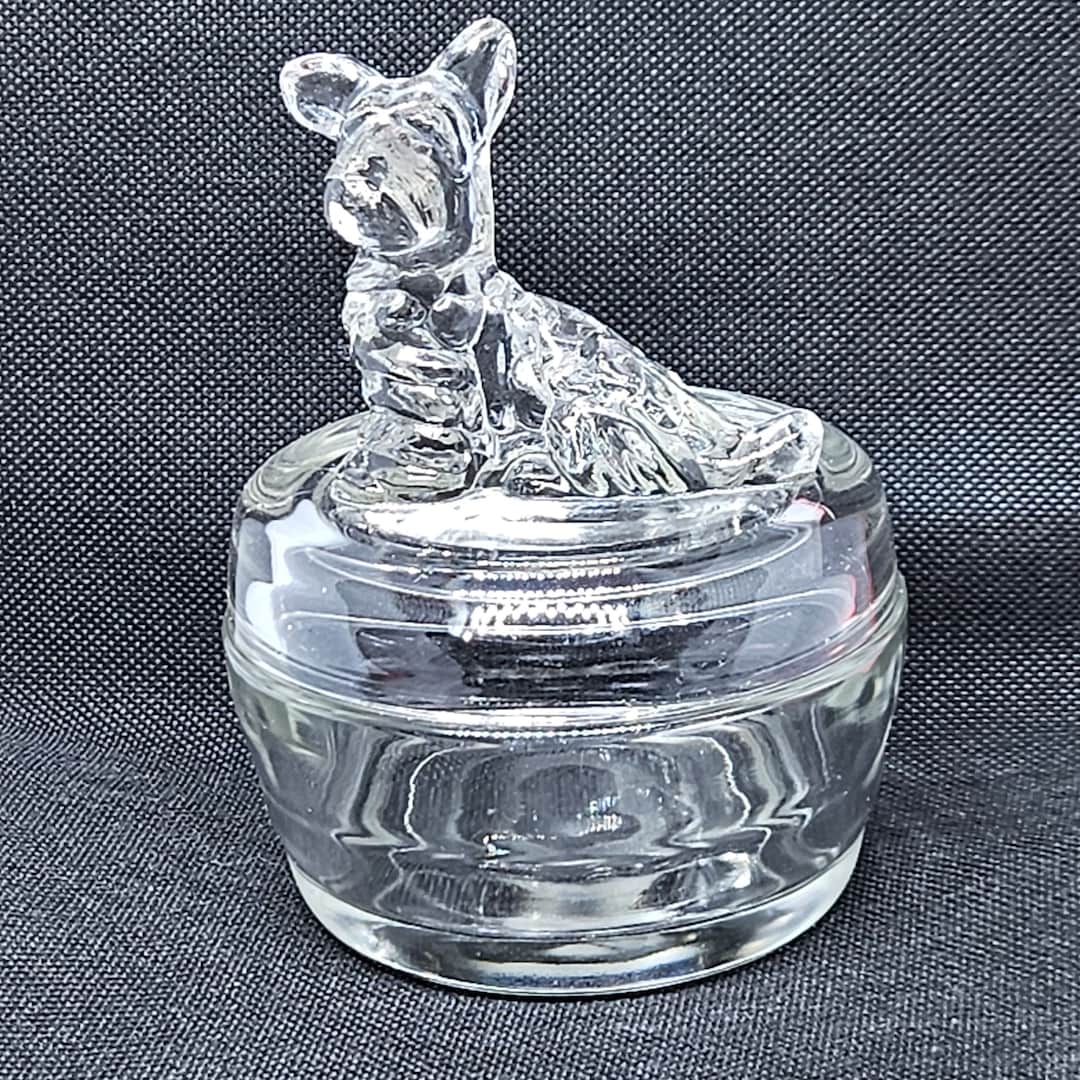Scottie Dog Powder Jar, Trinket Dish, Vintage Jeanette Glass - Etsy