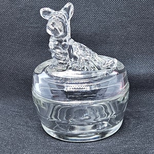 Scottie Dog Powder Jar, Trinket Dish, Vintage Jeanette Glass
