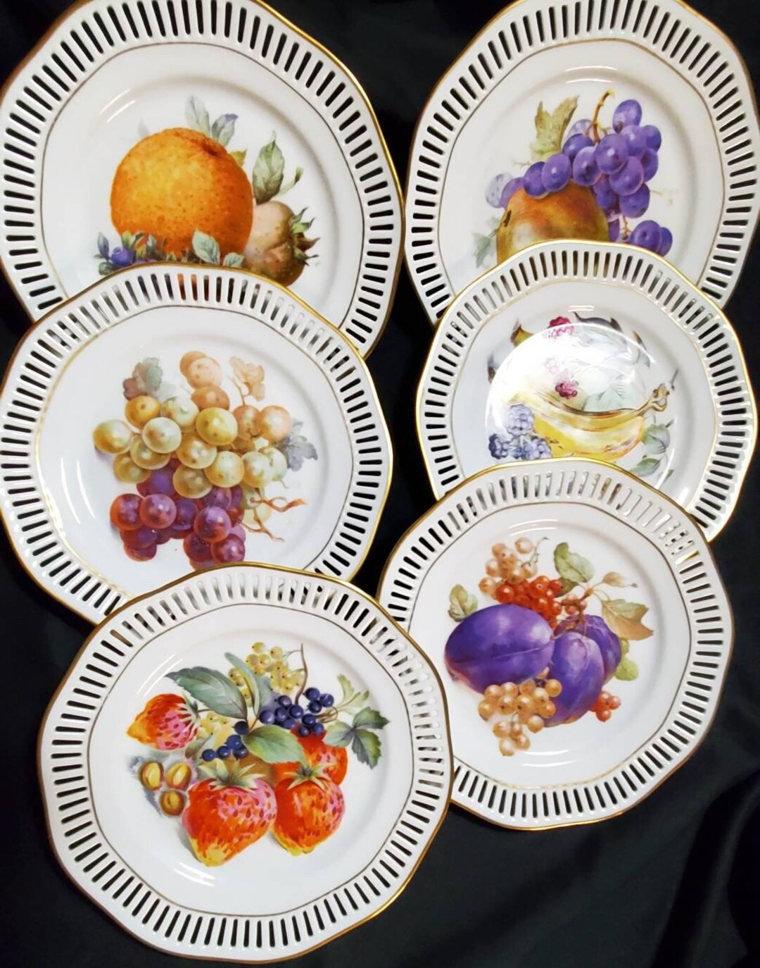 Set of 6 Fruit Cottagecore Aesthetic Plates W Pierced - Etsy