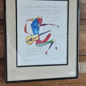 Story People, Brian Andreas Print &quot;Old Love Songs&quot;, Signed, Matted, Framed, Under glass, Watercolor and Ink, 1999