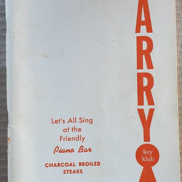 Vintage 50s Song Booklet, Menu from Harry's Restaurant Key Klub, Piano Bar, Omaha, NE