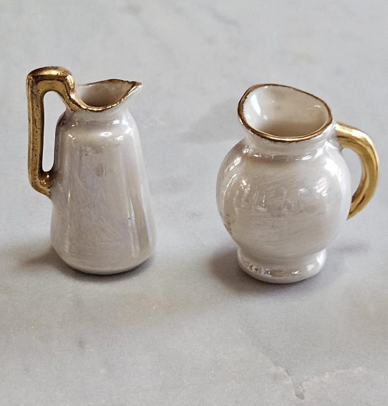 Mini Pitcher Bar Mini Pitchers, Set of 4, Gold, White, Floral, One Made in France - Etsy