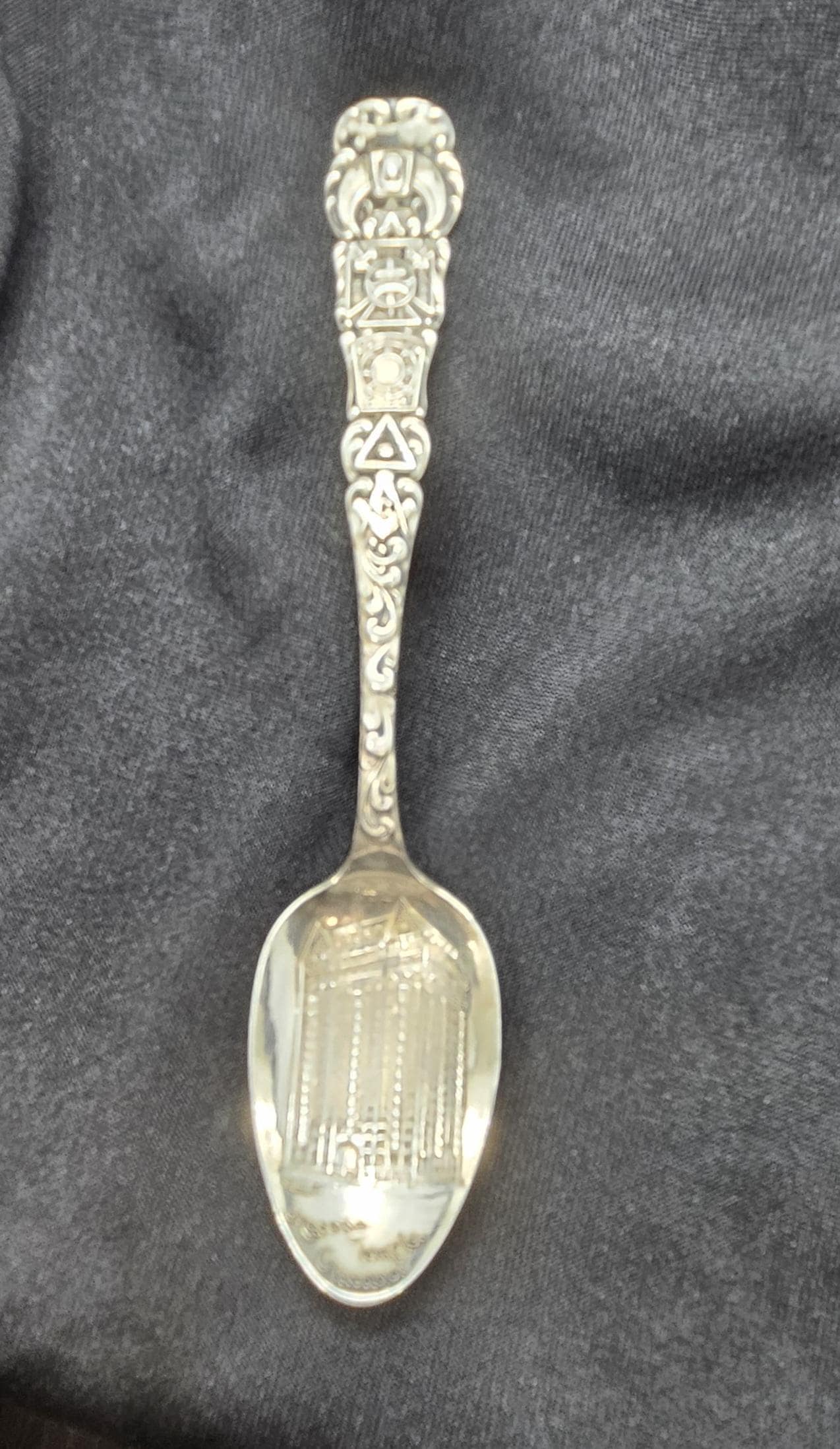 Sterling Spoon, Souvenir of Masonic Temple in Chicago, Wallace