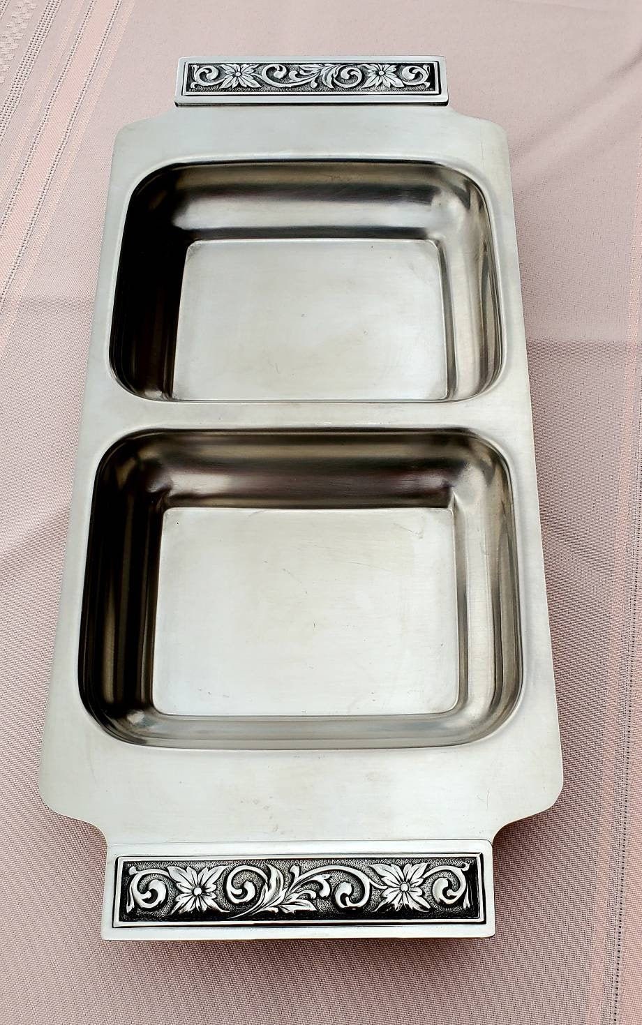 Danish Modern Serving Tray, International Decorator Stainless, 2 Part, MCM Relish