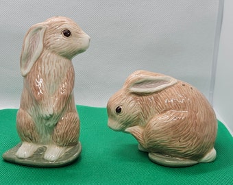 2001 Demdaco Brown Bunnies Salt and Pepper Shakers, Easter Rabbits