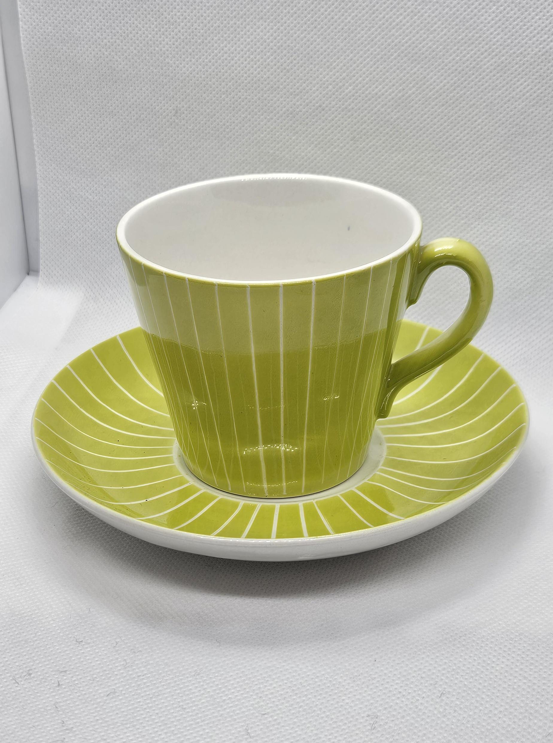 Gefle/UpsalaEkeby＊ATLANTICA＊・* Upsala Ekeby Gefle Tea Cup And Saucer Aminita Blue White