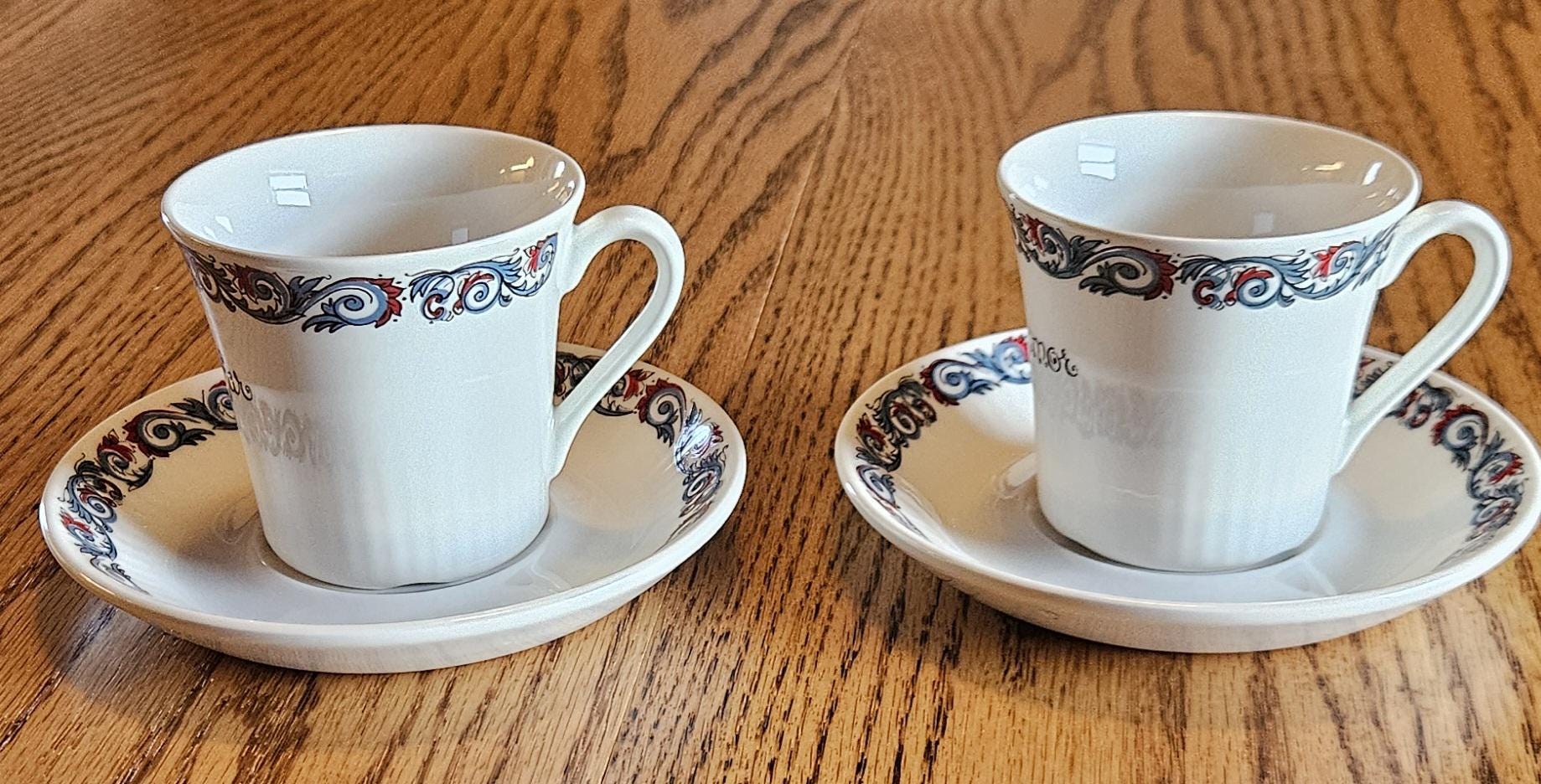 Figgjo Flint Grandma Grandpa Norway Cup and Saucer Set, Hardanger