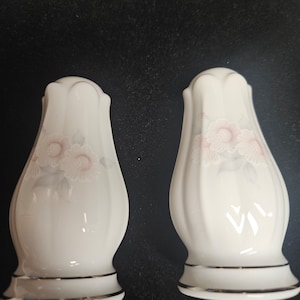 Noritake Carthage Salt & Pepper, Pink Flowers, Discontinued Pattern