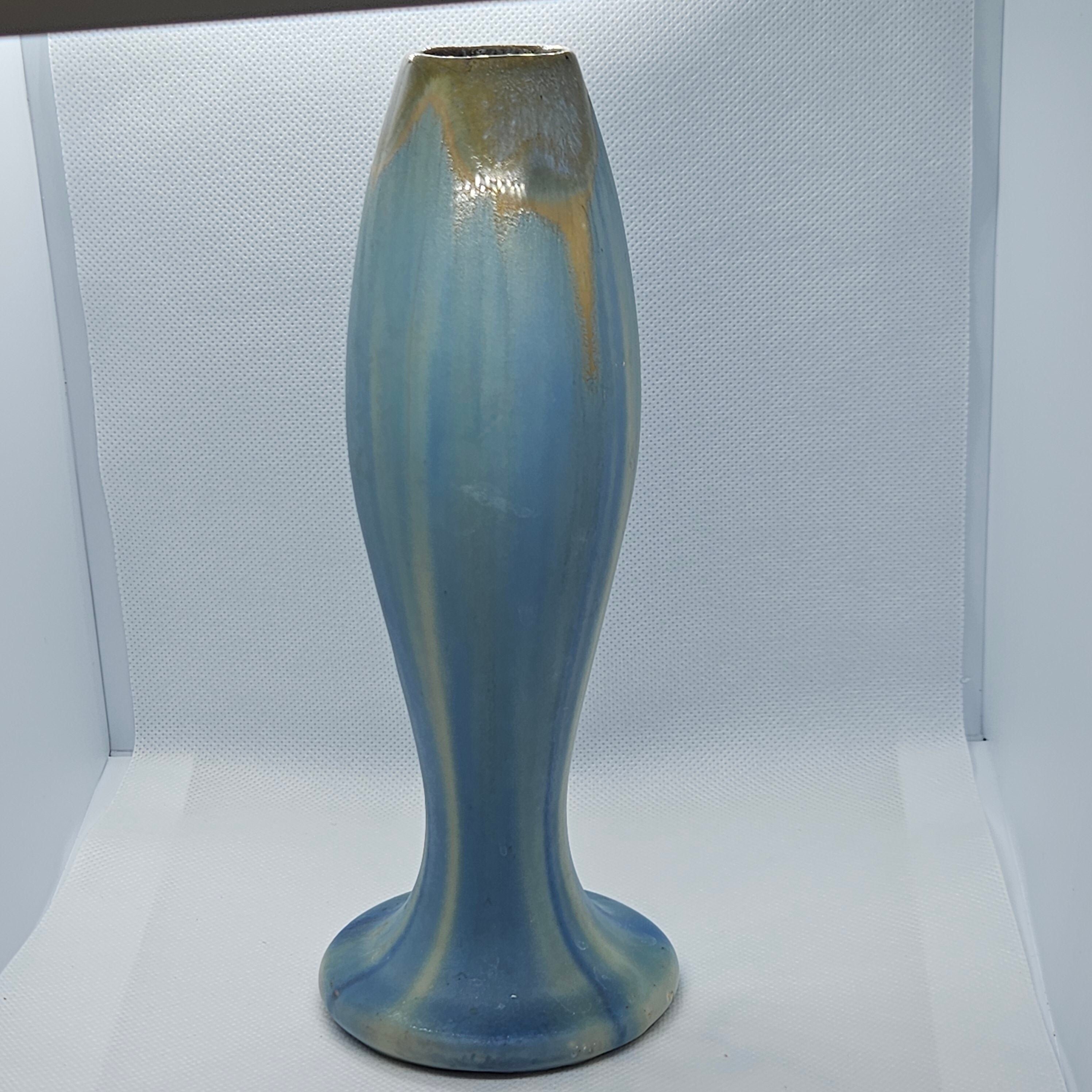 Thulin Art Pottery Bud Vase, Belgium 98, Faiencerie de Thulin, Drip Glaze