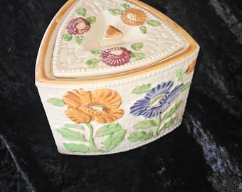 Salero vintage en forma de triángulo, fabricado en Japón, estilo mayólica