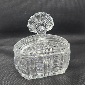 Irice Czech Crystal Trinket Box with lid, Art Deco, Made in Czechoslovakia