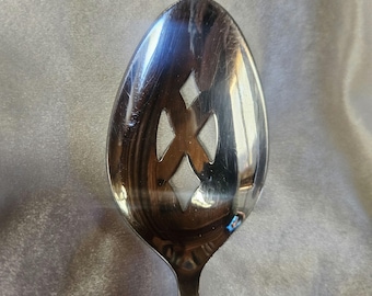 MC Ekco Eterna Canoe Muffin Faux Wood Flatware, Danish Modern, Choice of Serving Pieces, Very Light Use